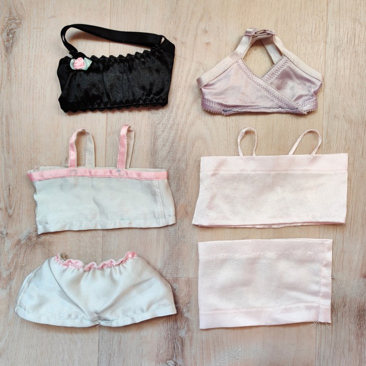 Homemade doll undershirts and trousers from the 1990s.