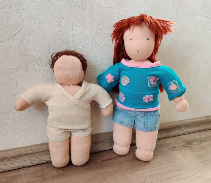 Two homemade Steiner dolls / Waldorf dolls from the 1990s.